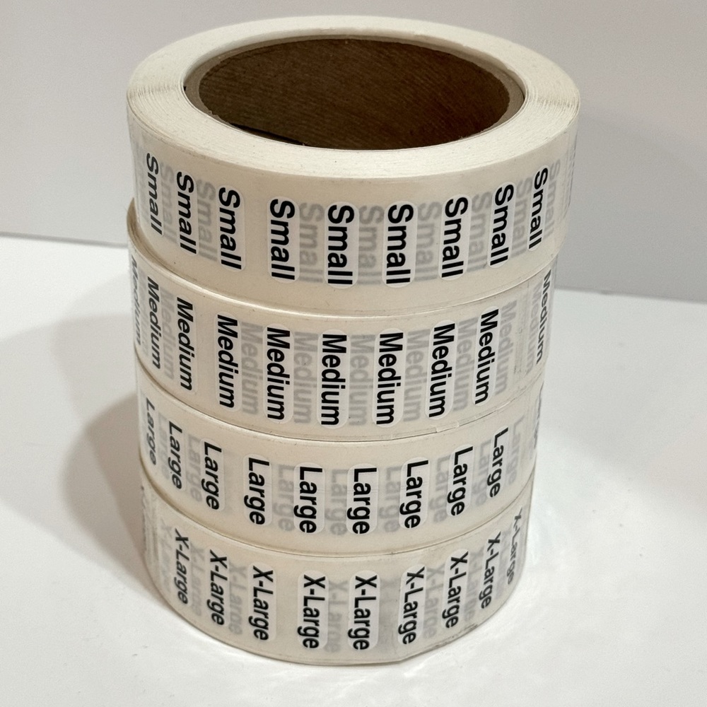 Clear Adhesive Size Labels